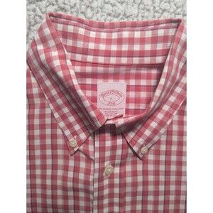 Brooks Brothers Shirt Regent L Button Up Collared Red/White